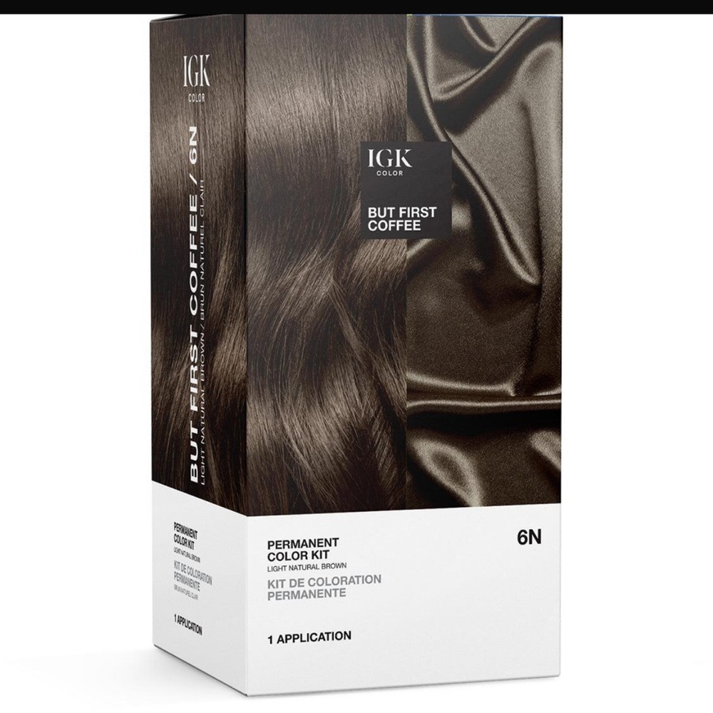 IGK Permanent Hair Color in a warm brown, has beautiful finish, shiny finish